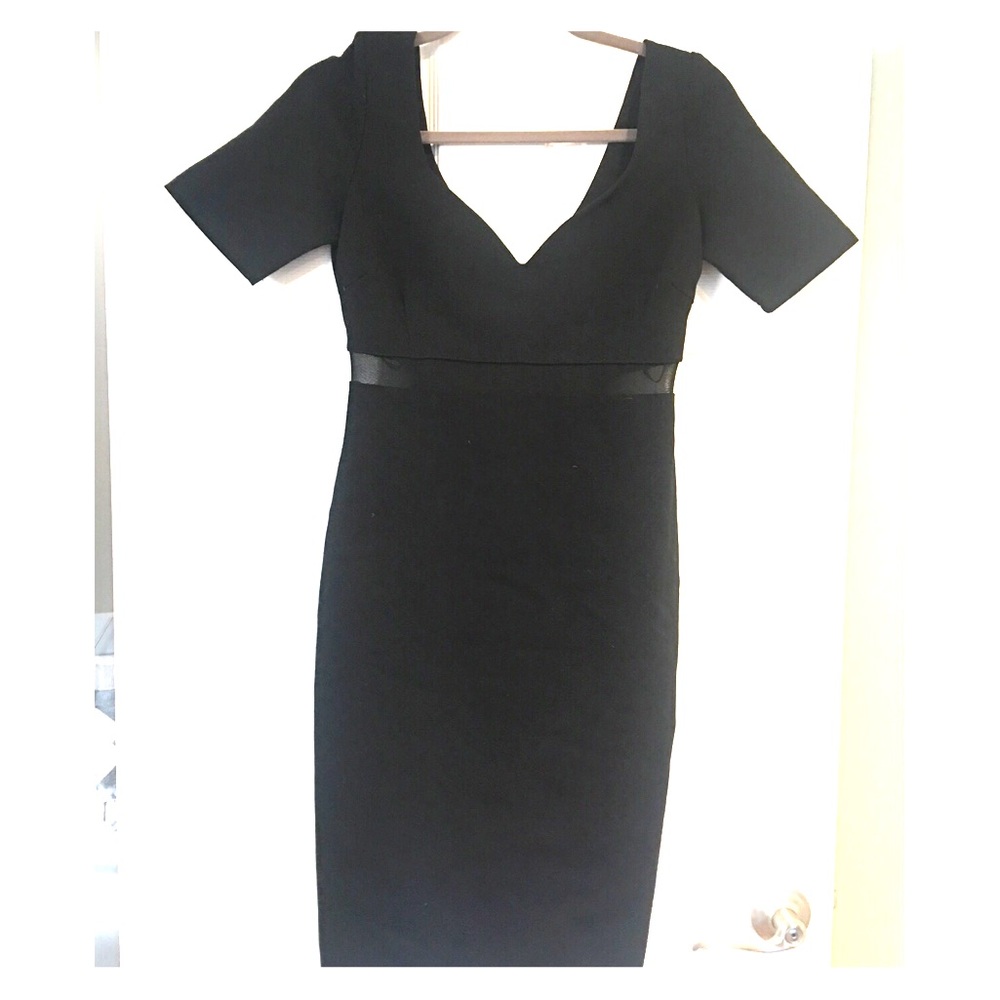 Black mid mesh panel dress